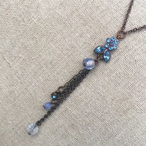 Blue flower necklace dangle